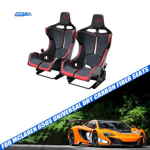 Asientos de coche personalizables de fibra de carbono seca, cuero Nappa Alcantara, negro y rojo para McLaren 650S - Product Image 1