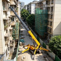 Grue araignée hydraulique flexible de 8 tonnes avec flèche multi-sections pour l'assemblage de murs-rideaux en verre de formes complexes
