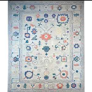 Nouveau grand 10 'x 14' tapis turc Oushak laine biologique douce avec motif abstrait moderne pour pique-nique de prière d'exercice à domicile - Product Image 5