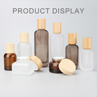 Ensemble de soins de la peau en verre givré gris de luxe, 30 ml/50 ml, récipient cosmétique plat, compte-gouttes, pot à lotion 30 g, vaporisateur, crème pour le visage, gouttes pour les yeux