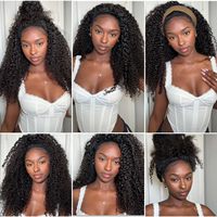Perruque mi-tête bouclée Pixie Birmane naturelle, 100 % cheveux humains, double épaisseur, sans couture, avec cordon de serrage