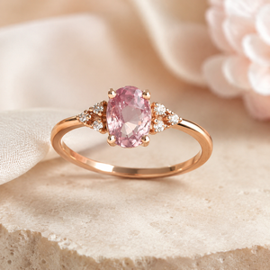 Anello da Donna Rosa a Forma Ovale con Design Principessa, Stile Matrimoniale - Product Image 4
