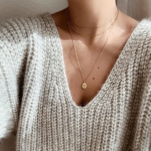 Collana Gemnel Fashion in Argento Sterling 925 Placcato Oro 18k con Catena Satellite Semplice e Perline Glitterate - Product Image 6