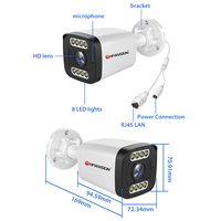 Caméra IP PoE filaire intelligente à double éclairage 4MP 5MP 8MP avec lumière stroboscopique rouge et bleue et alarme sonore, caméra de sécurité extérieure en métal pour détection humaine