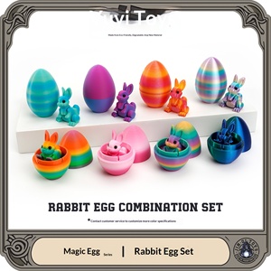 Ensemble d'œufs de lapin en verre imprimés en 3D, thème animal, décoration de Pâques, cadeau de maternité - Product Image 2