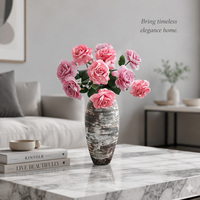 Bouquet de roses artificielles roses en soie, arrangement floral, 6 tiges enveloppées, respectueux de l'environnement, pour la maison et les mariages
