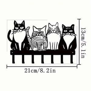 Porte-manteau mural multifonctionnel moderne en métal noir mat sculpté motif animal, sans perçage, <span class=keywords><strong>à</strong></span> un seul niveau, avec crochets <span class=keywords><strong>pour</strong></span> <span class=keywords><strong>clés</strong></span> - Product Image 3