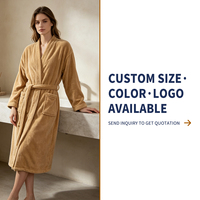 Peignoir de luxe personnalisé avec logo, style kimono, col en polyester flanelle marron pour boutique en ligne et salle de bain, pour femmes