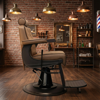 Fauteuil de Barbier en Cuir PU, Hydraulique, Pivotant, Réglable en Hauteur, Durable, Vente en Gros Direct Usine pour Salon de Coiffure Homme