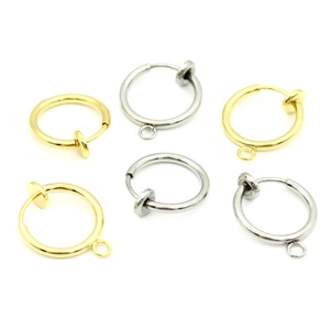 <b>Clip</b>-On Earrings Stainless Steel Round 13mm <b>Spring</b> Painless For Non-Pierced Ears DIY Jewelry Accessories - Product Image 1