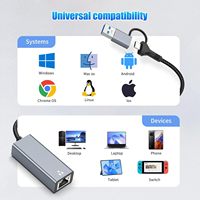 Adaptateur Ethernet Gigabit USB 3.0 Type C vers RJ45 en alliage d'aluminium haute vitesse pour ordinateur portable (Windows/Mac/Linux)