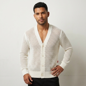 Manson Hochwertige Herren-Strickjacke Locker Sitzender Pointelle-Knopf Cardigan Frühling und Sommer Langarm-Pullover - Product Image 4