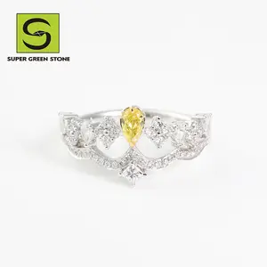 SuperGS SGSR168 Igi Propuesta certificada Bling Compromiso Rosa Mujeres Forma de corazón Eternity Fancy Diamond Ring para niñas