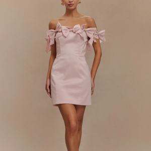 Nuevo Vestido de Fiesta Y2K Dulce para el Verano, Vestido Sexy con Lazo en un Hombro, Mini Vestido Ajustado de Satén Elástico para la Noche, para Mujer - Product Image 2