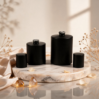 Flacons de parfum opaques les plus vendus 50ml 30ml Bouteille en verre rond noir mat avec couvercle cylindrique