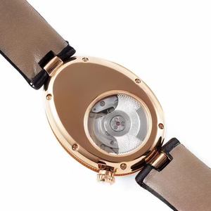 Breathtaking Custom White Dial Roman Numerals Oval Rose Gold Diamond Bezel Automatic <b>Mechanical</b> Precision Female Wristwatch - Product Image 5