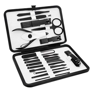 Set manikur pedikur Stainless Steel 16 dalam 1, Set pemotong kuku Kit perawatan, alat potong kuku untuk rumah