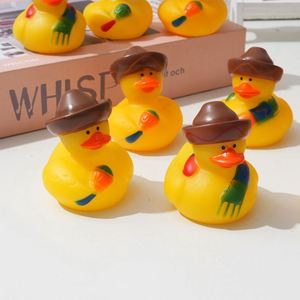 Little Yellow Style Winter Duck <b>Bath</b> Toy 2-Inch Plastic Hat Scarf for Baby Play in Water - Product Image 3