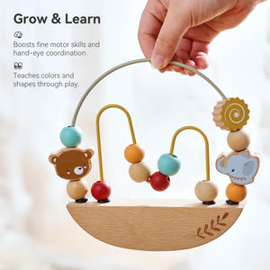 Jouet éducatif Montessori en bois, labyrinthe de perles, développement de la motricité fine pour les tout-petits, activité d'apprentissage, abaque animal, blocs de jouets, cadeau pour enfants - Product Image 2