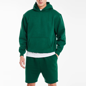 High Quality 100% Cotton Summer Men's Hoodies and Shorts <b>Set</b> Comfortable Breathable Streetwear Solid Men Hoodie Shorts <b>Set</b> - Product Image 1