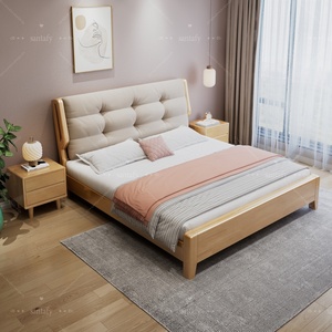 Nordic Cloud Solid Rubber Wood Platform Air Pressure <strong>Storage</strong> <strong>Bed</strong> 1.8m X 2m King Size <strong>Double</strong> <strong>Bed</strong> Soft Headboard Eco-Friendly - Product Image 2