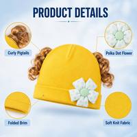 Gorro de Bebé con Pelo Rizado y Decoración de Flores, Accesorios de Fotografía para Recién Nacidos, Algodón Suave, Listo para Enviar