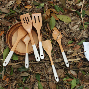 Wooden Spoon And Spatula Set 6 Piece Kitchen Cooking Utensils Hand Wash Only - Product Image 1