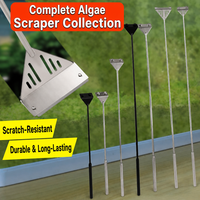Grattoir à algues pour aquarium en acier inoxydable, 2-3 sections, manche long, nettoyeur de verre pour aquarium, lame remplaçable, outil de nettoyage, 54 cm