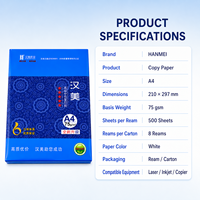 Papier copie blanc Hanmei A4 75 g/m², 500 feuilles par rame, emballage bleu pour impression de bureau