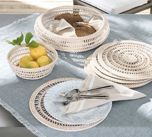 Factory Direct Sales Elegant Rattan <b>Placemat</b> Woven Rattan <b>Placemat</b> Wicker Boho Charger Plate for Wedding Dining Table - Product Image 4