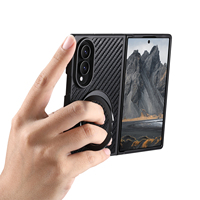 Simili cuir PU, texture fibre de carbone, magnétique 360° °   Étui de téléphone avec support rotatif compatible avec les séries Z Fold 8/7/6