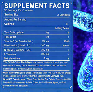 Gummies OEM/ODM au méthylène bleu - Nicotinamide, L-Théanine et <span class=keywords><strong>NAC</strong></span> pour l'énergie et le soutien cérébral, soutien cognitif, complément pour la santé du cerveau - Product Image 6