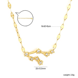 Collier Pendentif Zircon 12 Constellations Plaqué Or 18K PVD, Étanche et Inoxydable en Acier Inoxydable, Bijou Tendance - Product Image 3