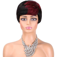 Perruque Courte Pixie en Cheveux Humains Brésiliens Prête à l'Expédition pour Femmes Noires, Fabrication à la Machine, Perruque en Cheveux Humains Économique