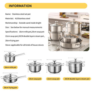 Juego de Ollas de Acero Inoxidable al por Mayor de Fábrica, Ollas para Sopa, Juego de Ollas para Leche, Juego de Ollas y Sartenes para Cocina - Product Image 6