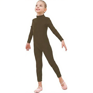 <b>Girls</b> Long Sleeve Turtleneck <b>Unitard</b> Spandex Dance Bodysuit Full Body Leotard for Children Stage Wear Training - Product Image 1