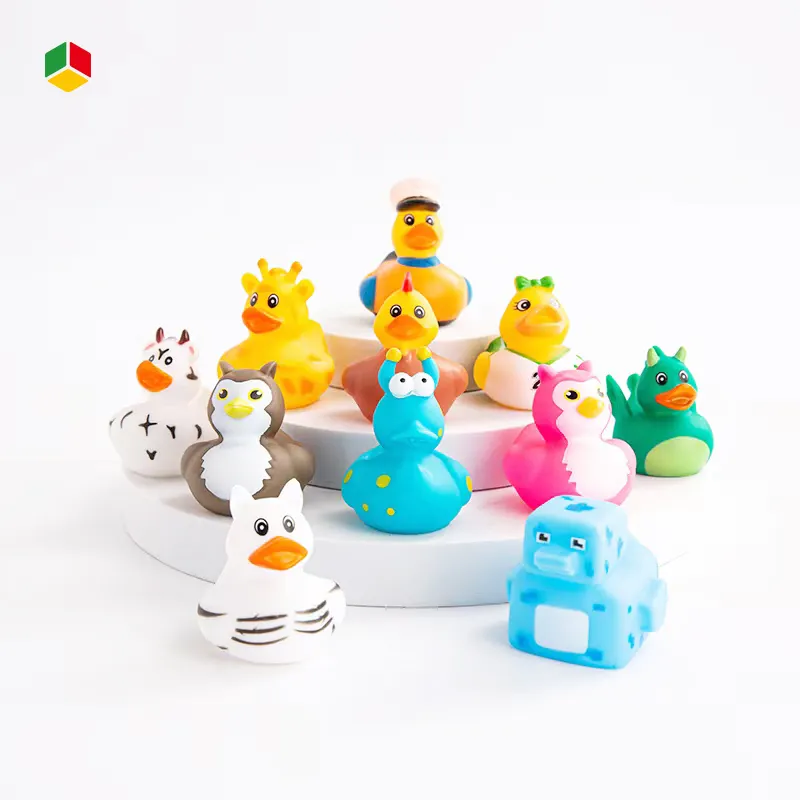 QS Duck Bath Toy Animal Set Colorful Floating Rubber Duck Borong Toys Mixed Flating Rubber Toys for Kids Duck Shape Yellow