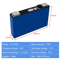 Batterie rechargeable LiFePO4 prismatique à semi-conducteurs CATL 3,7 V 37 Ah pour système de stockage d'énergie, 5000 cycles, 148x27x91 mm