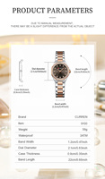 Montre-bracelet pour femme Curren 9100, mode, or, acier inoxydable, étanche, montre-bracelet à quartz pour filles, pour femmes, avec boîte cadeau