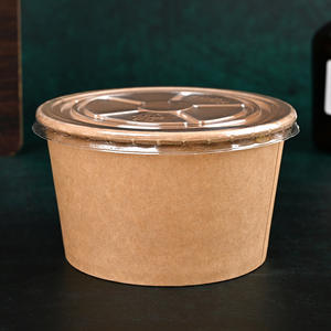 Tazón de papel Kraft impreso con logotipo personalizado al por mayor, laminado para pollo frito, patatas fritas, ensalada, aperitivo, leche en relieve reciclable - Product Image 1