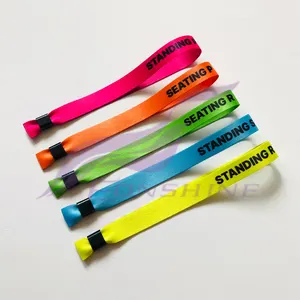 Pulseiras promocionais personalizadas pulseira de festival em tecido neon cores para eventos