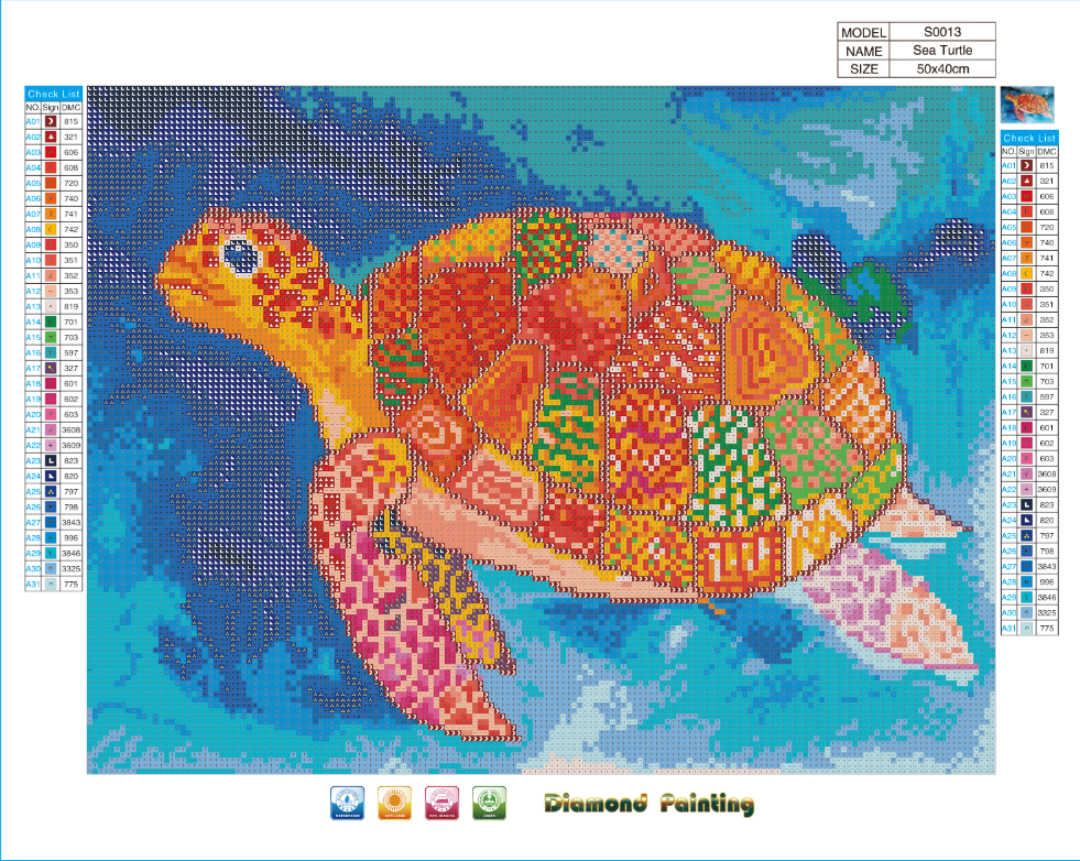 Pintura de animales del mundo marino, imagen personalizada de color elegante, regalo de arte, mosaico, pintura de diamantes DIY para decoración del hogar