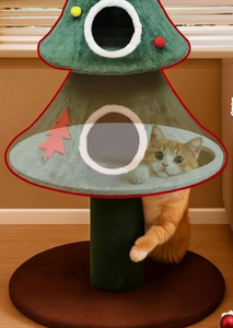Arbre à chat de Noël avec lit, grande tour pour chat, meuble à gratter en peluche, jouet d'escalade pour animaux de compagnie d'intérieur - Product Image 3