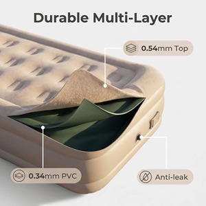 Lit d'air gonflable portable et pliable de 40 cm de hauteur avec pompe intégrée pour intérieur et extérieur, idéal pour le camping - Product Image 3