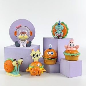 6 uds Anime Spongebobs Squarepants Hamburg figura de acción Calamardo tentáculos Patrick Star figurita para pastel Cupcake Topper - Product Image 3