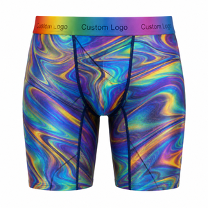 Culotte longue Sapphic WLW Pride holographique marbrée avec logo arc-<span class=keywords><strong>en</strong></span>-ciel personnalisé sur la ceinture, respirante, fabrication OEM ODM, <span class=keywords><strong>sous</strong></span>-vêtements - Product Image 1