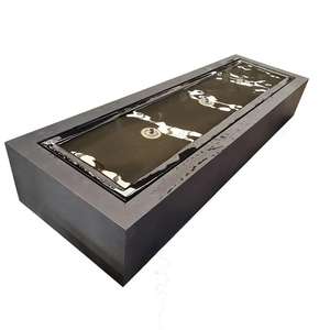 Pulver beschichteter rechteckiger Wasser tisch aus schwarzem Garten metall mit LED-Leuchten - Product Image 1