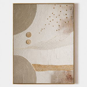 Abstract Embossed Art Print With Gold Frame Minimalist Design Indoor Decor Handmade Texture <b>Wall</b> Art <b>Canvas</b> - Product Image 1