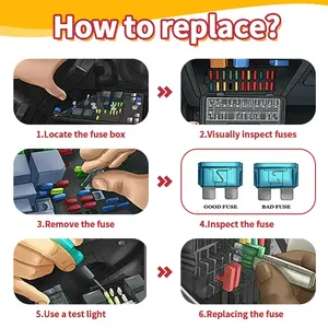 300 יחידות ערכת מבחר להב לרכב 2A <span class=keywords><strong>3A</strong></span> 5A 7.5A 10A 15A 20A 25A 30A 35A 40A להב בגודל סטנדרטי קטן רכב משאית רכב - Product Image 5