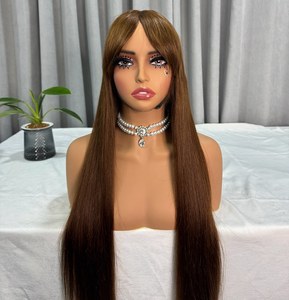 Bán Buôn 20 22 24 Inch 100% Nguyên Liệu Trinh Nữ Nhân Màu Nâu Tóc Dài Chồn Brazil Mượt Xương Thẳng Tóc Ren Tóc Giả Với Những Tiếng Nổ - Product Image 5